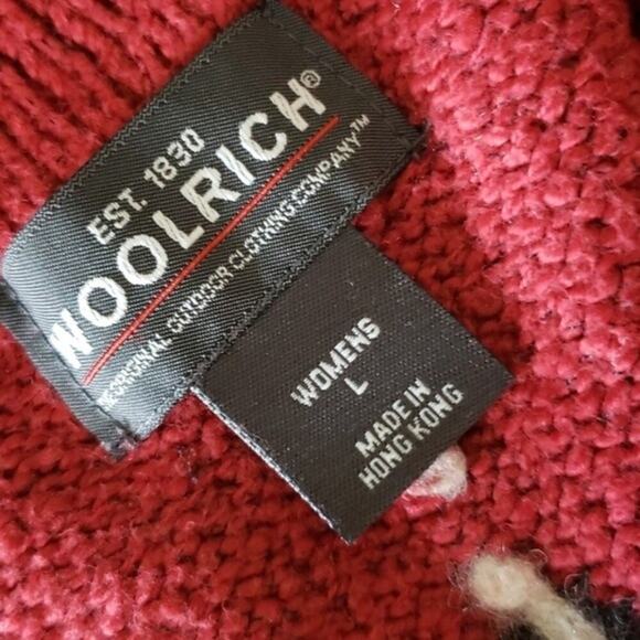 WOOLRICH Women's VINTAGE 90's Grandma V-neck Collar Red Sweater Size Large - Picture 8 of 9